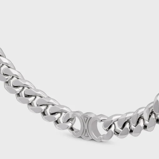Triomphe Gourmette Necklace in Brass with Rhodium Finish