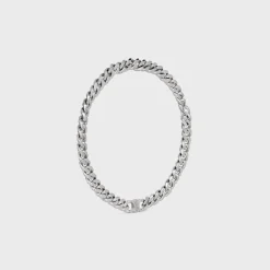 Triomphe Gourmette Necklace in Brass with Rhodium Finish