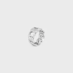 Triomphe Gourmette Ring in Brass with Rhodium Finish
