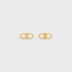 Triomphe Gourmette Studs in Brass with Gold Finish