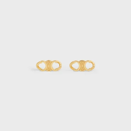 Triomphe Gourmette Studs in Brass with Gold Finish