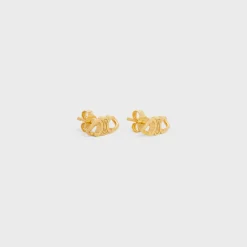 Triomphe Gourmette Studs in Brass with Gold Finish