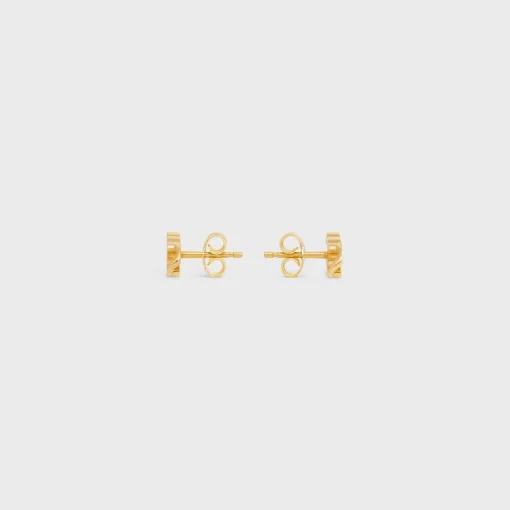 Triomphe Gourmette Studs in Brass with Gold Finish
