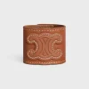 Triomphe Hair Cuff in Calfskin and Brass with Gold Finish