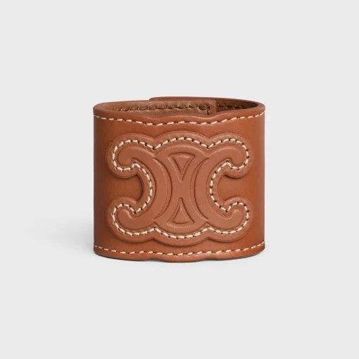 Triomphe Hair Cuff in Calfskin and Brass with Gold Finish