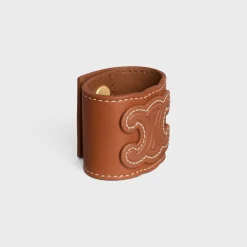 Triomphe Hair Cuff in Calfskin and Brass with Gold Finish