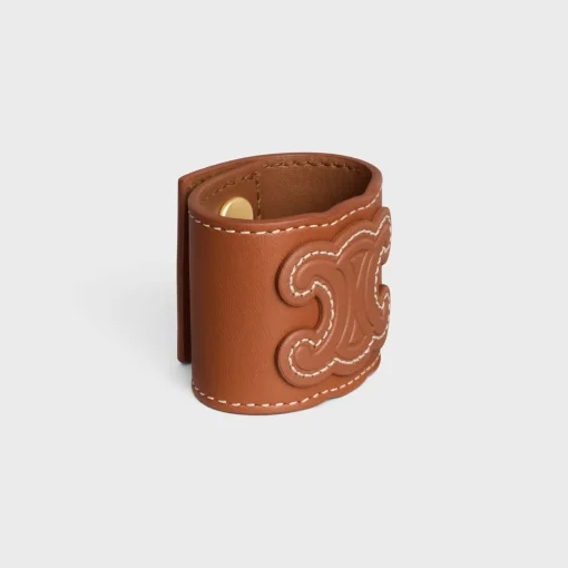 Triomphe Hair Cuff in Calfskin and Brass with Gold Finish