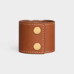 Triomphe Hair Cuff in Calfskin and Brass with Gold Finish