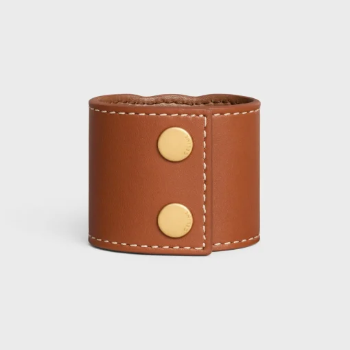 Triomphe Hair Cuff in Calfskin and Brass with Gold Finish