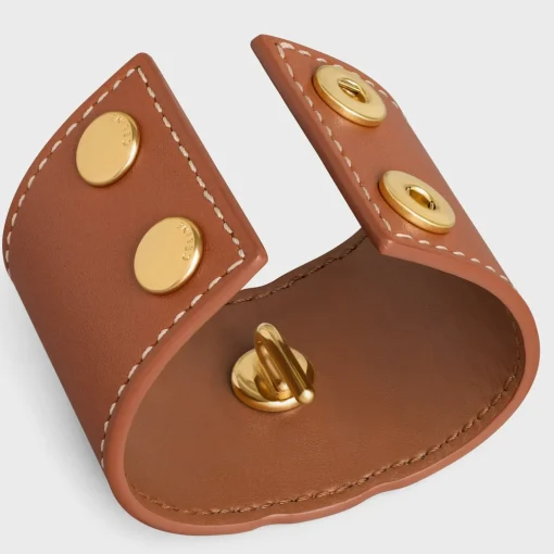 Triomphe Hair Cuff in Calfskin and Brass with Gold Finish