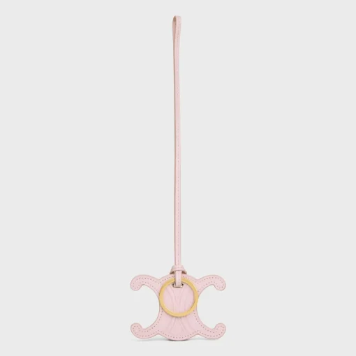 TRIOMPHE KEYRING CHARM in SMOOTH CALFSKIN with Gold Finishing