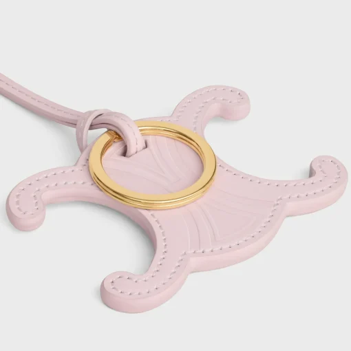 TRIOMPHE KEYRING CHARM in SMOOTH CALFSKIN with Gold Finishing