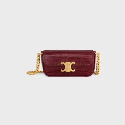 TRIOMPHE LIPSTICK CASE ON CHAIN IN LIZARD