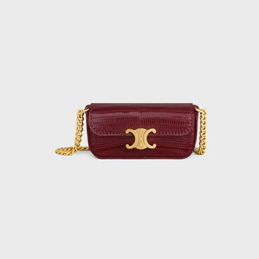 TRIOMPHE LIPSTICK CASE ON CHAIN IN LIZARD