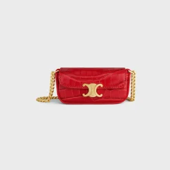 TRIOMPHE LIPSTICK CASE ON CHAIN IN NILOTICUS CROCODILE
