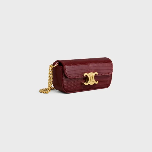 TRIOMPHE LIPSTICK CASE ON CHAIN IN LIZARD