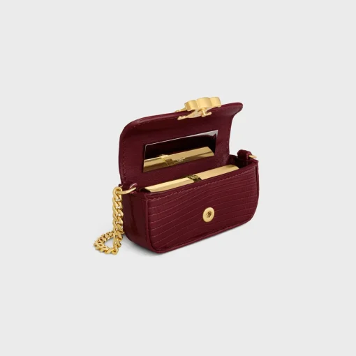 TRIOMPHE LIPSTICK CASE ON CHAIN IN LIZARD