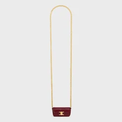 TRIOMPHE LIPSTICK CASE ON CHAIN IN LIZARD