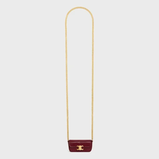 TRIOMPHE LIPSTICK CASE ON CHAIN IN LIZARD