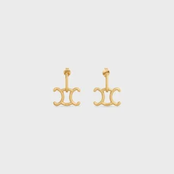 Triomphe Lock Earrings in Brass with Gold Finish