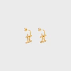 Triomphe Lock Earrings in Brass with Gold Finish