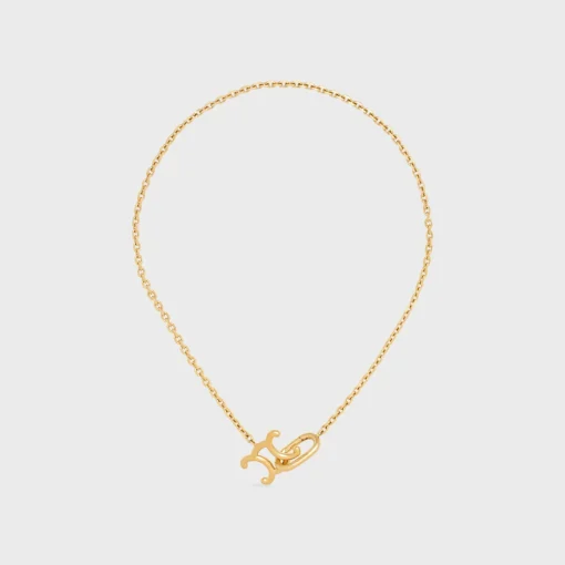 Triomphe Lock Necklace in Brass with Gold Finish