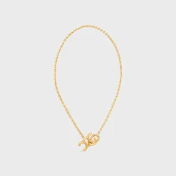 Triomphe Lock Necklace in Brass with Gold Finish