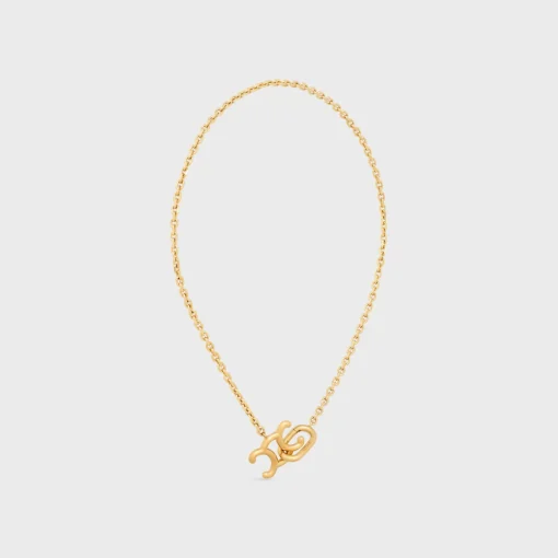 Triomphe Lock Necklace in Brass with Gold Finish