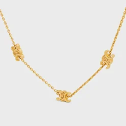 Triomphe Mini Triomphe Necklace in Brass with Gold Finish