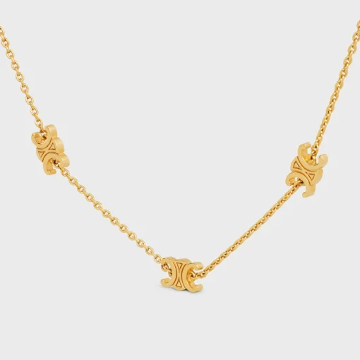 Triomphe Mini Triomphe Necklace in Brass with Gold Finish