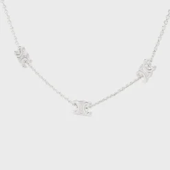 Triomphe Mini Triomphe Necklace in Brass with Rhodium Finish