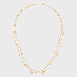 Triomphe Pearl Double Necklace in Brass with Gold Finish and Resin Pearls