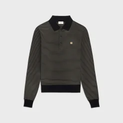triomphe polo shirt in finely striped cotton jersey