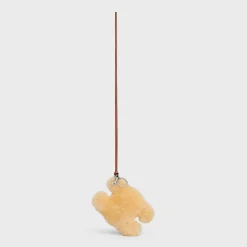 TRIOMPHE POM-POM KEYRING in SHEARLING AND SMOOTH CALFSKIN