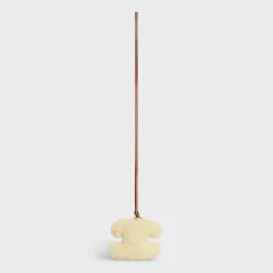 TRIOMPHE pom-pom keyring in SHEARLING AND SMOOTH CALFSKIN with Gold Finishing