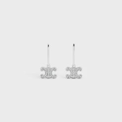 Triomphe Rhinestone Earrings in Brass with Rhodium Finish and Crystals