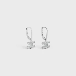 Triomphe Rhinestone Earrings in Brass with Rhodium Finish and Crystals