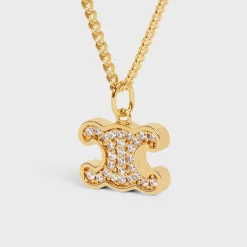 Triomphe Rhinestone Necklace in Brass with Gold Finish and Crystals