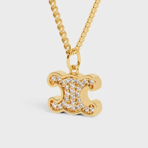 Triomphe Rhinestone Necklace in Brass with Gold Finish and Crystals