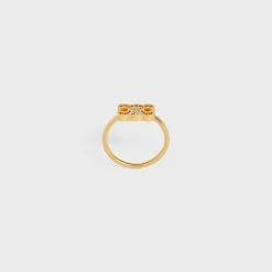 Triomphe Rhinestone Small Ring in Brass with Gold Finish and Crystals