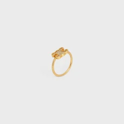 Triomphe Rhinestone Small Ring in Brass with Gold Finish and Crystals