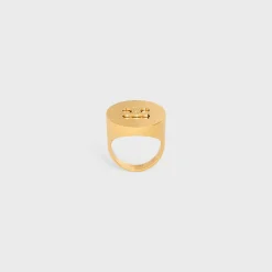 Triomphe Signet Ring in Brass with Gold Finish