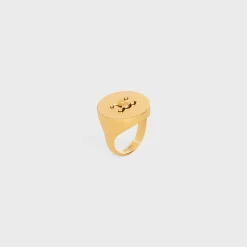 Triomphe Signet Ring in Brass with Gold Finish