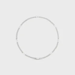 Triomphe Small Gourmette Necklace in Brass with Rhodium Finish
