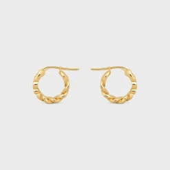 Triomphe Small Gourmette Hoops in Brass with Gold Finish