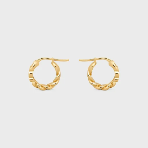 Triomphe Small Gourmette Hoops in Brass with Gold Finish