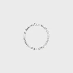 Triomphe Small Gourmette Bracelet in Brass with Rhodium Finish