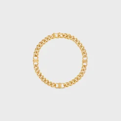Triomphe Small Gourmette Bracelet in Brass with Gold Finish