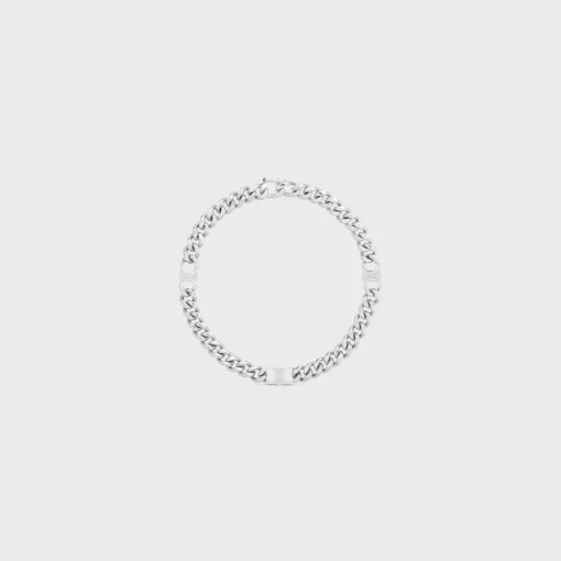 Triomphe Small Gourmette Bracelet in Brass with Rhodium Finish