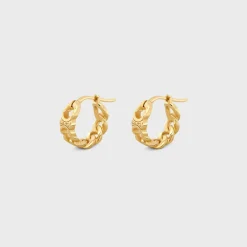 Triomphe Small Gourmette Hoops in Brass with Gold Finish